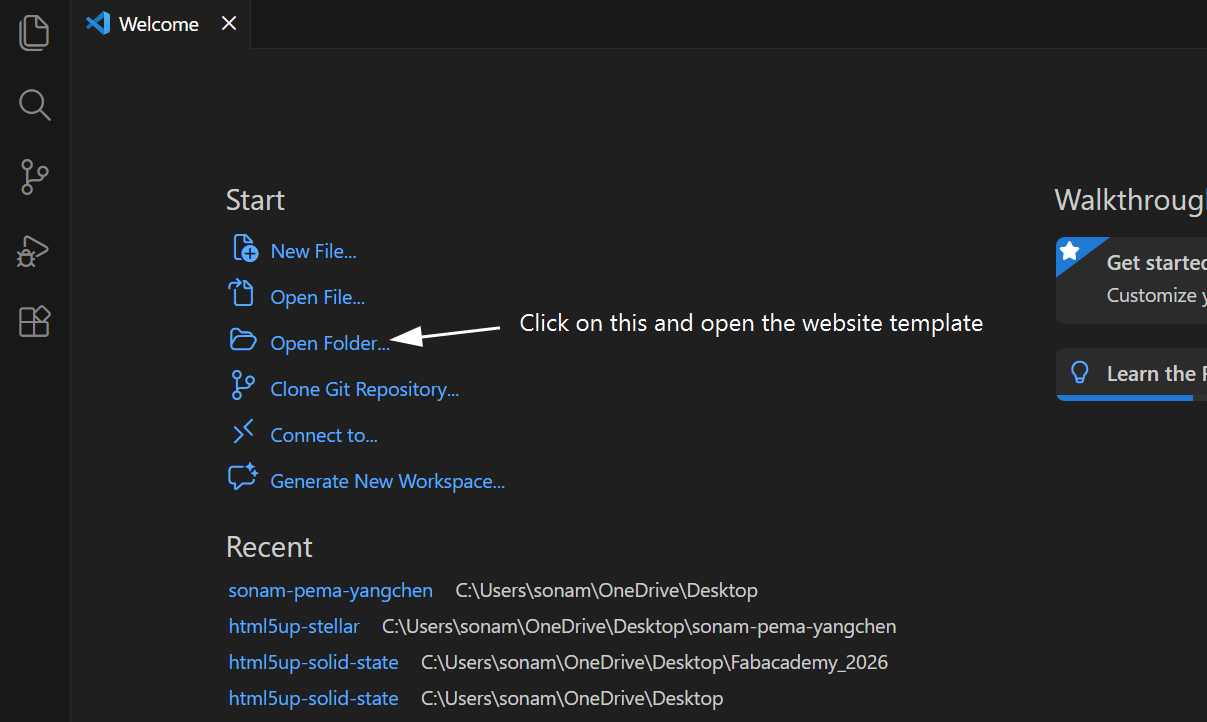 Editing website in VS Code