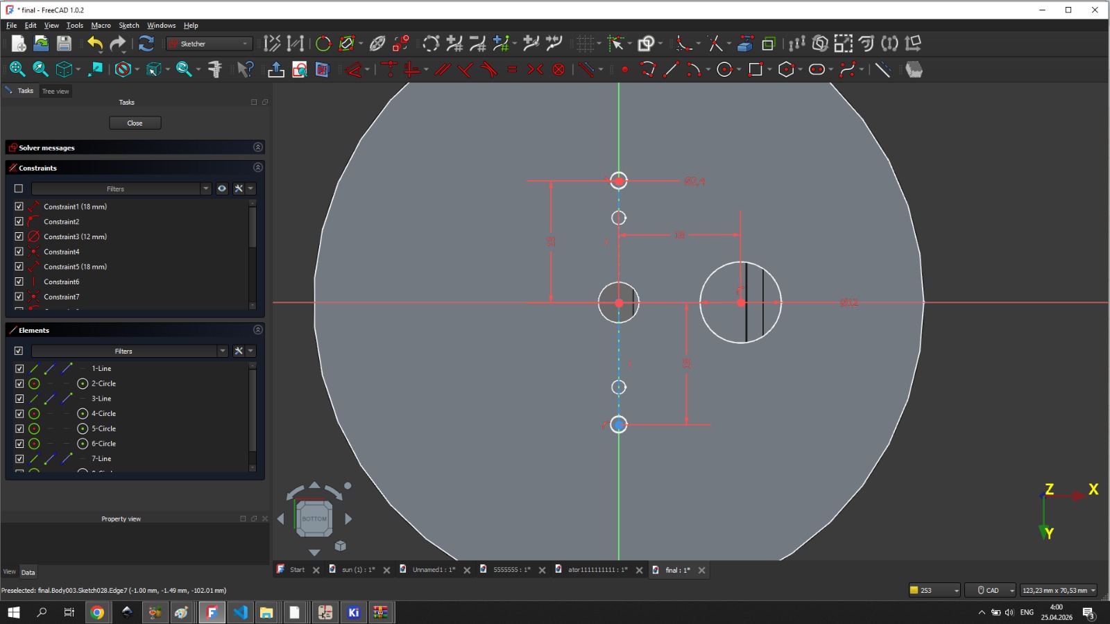 Upper section assembled in CAD