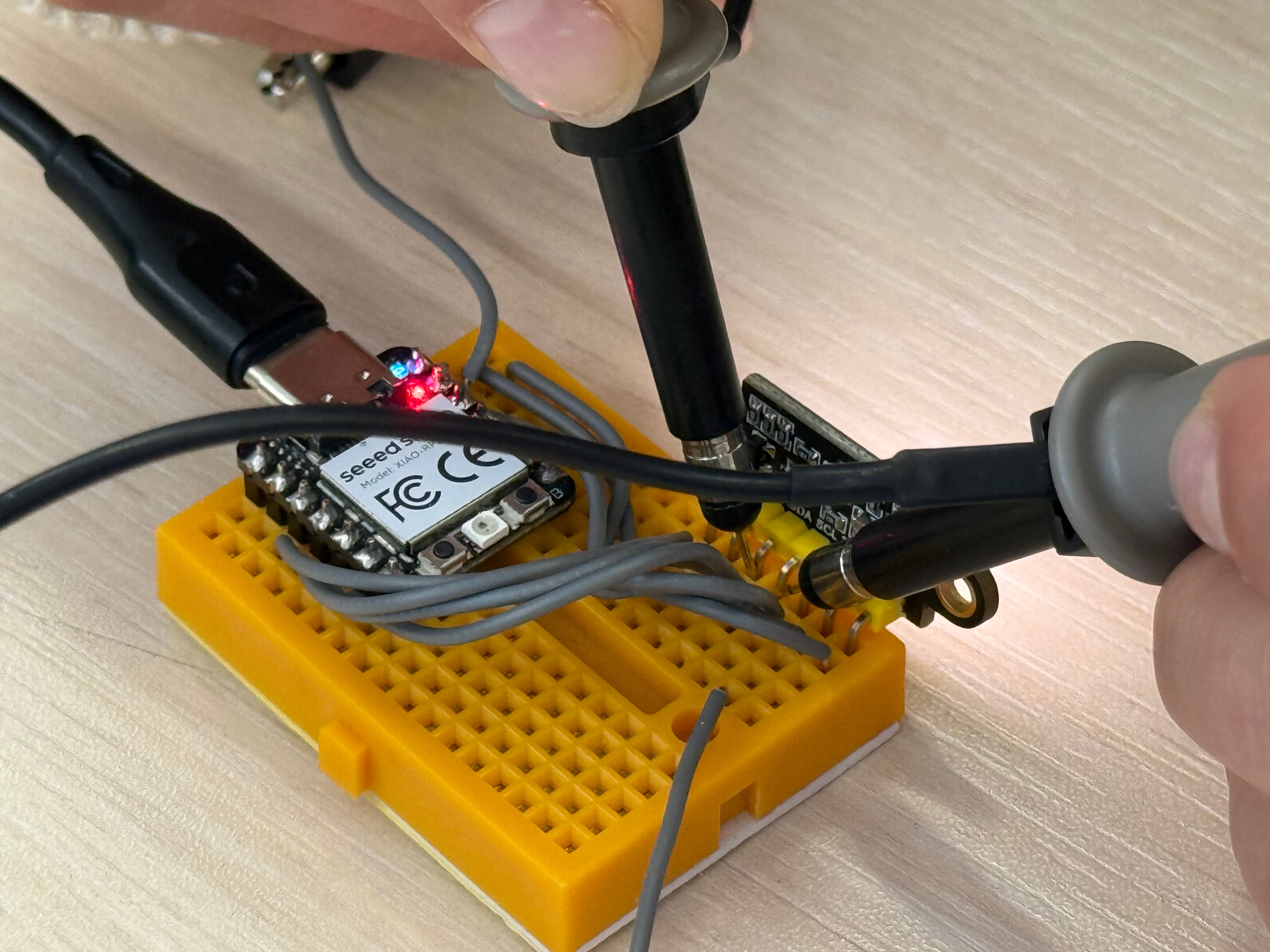 Colour sensor connected to XIAO RP2040 on breadboard