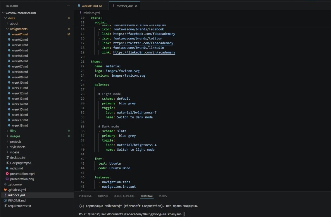 mkdocs.yml configuration