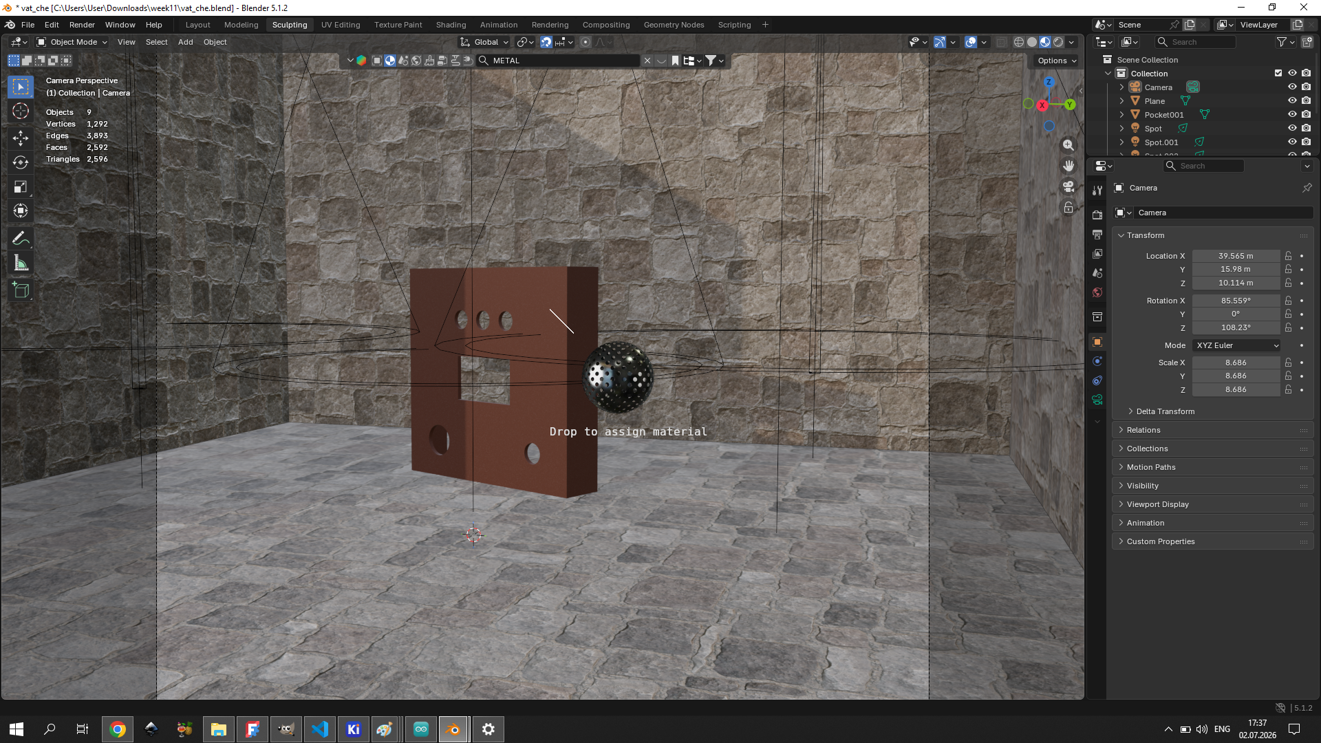 Metal material applied