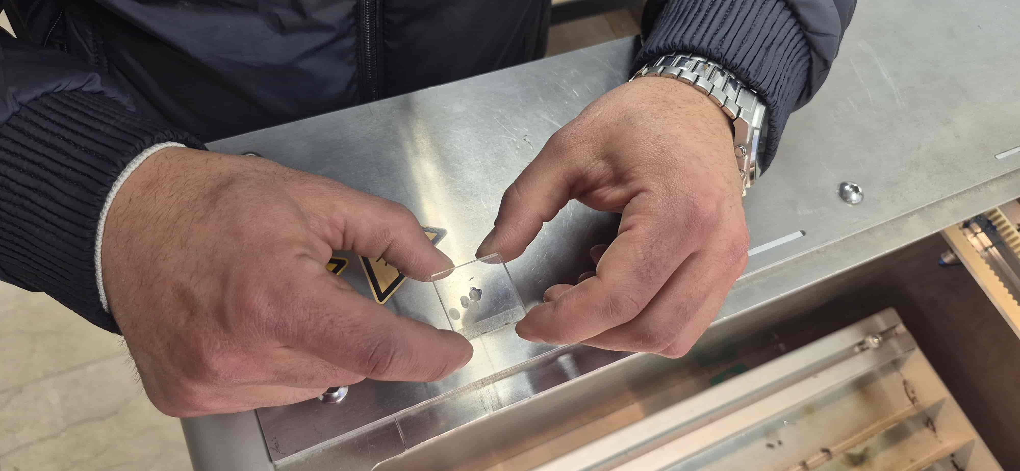 Laser beam test on acrylic