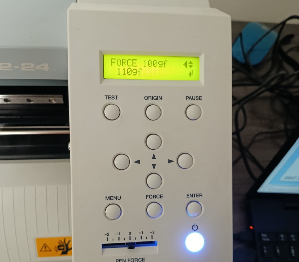 Machine panel — force settings