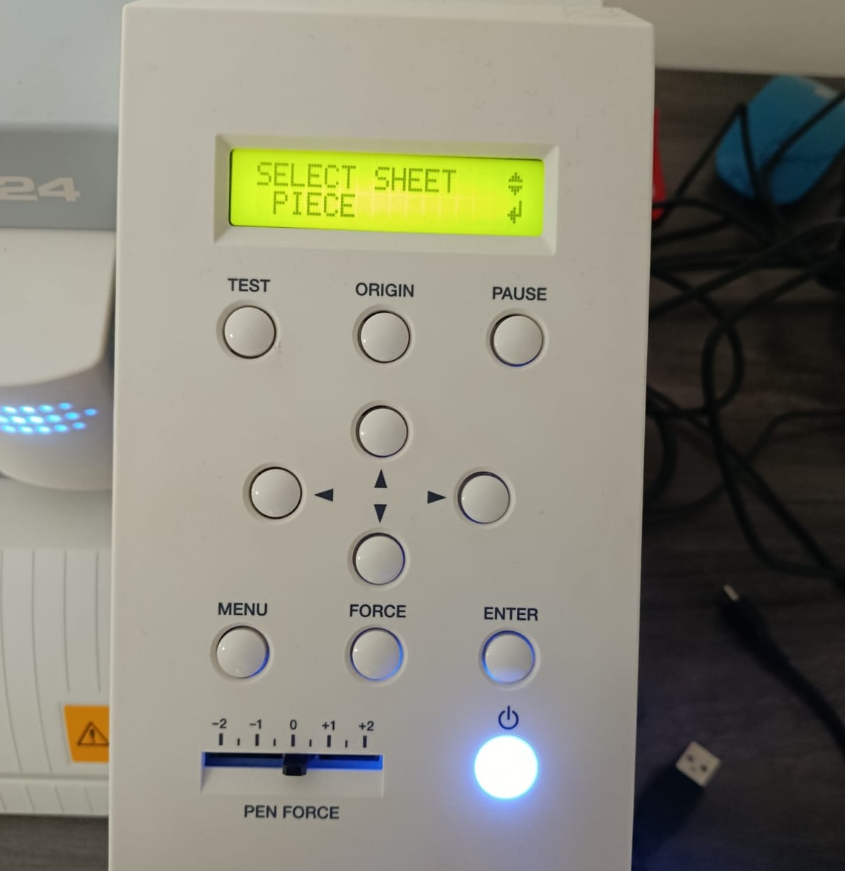 Machine panel — selecting sheet type (PIECE)
