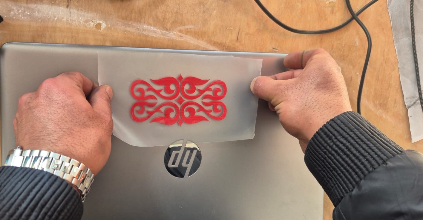 Finished vinyl sticker on laptop