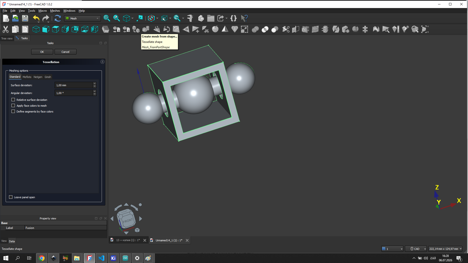 Tessellation — ball-in-cage model with fine mesh