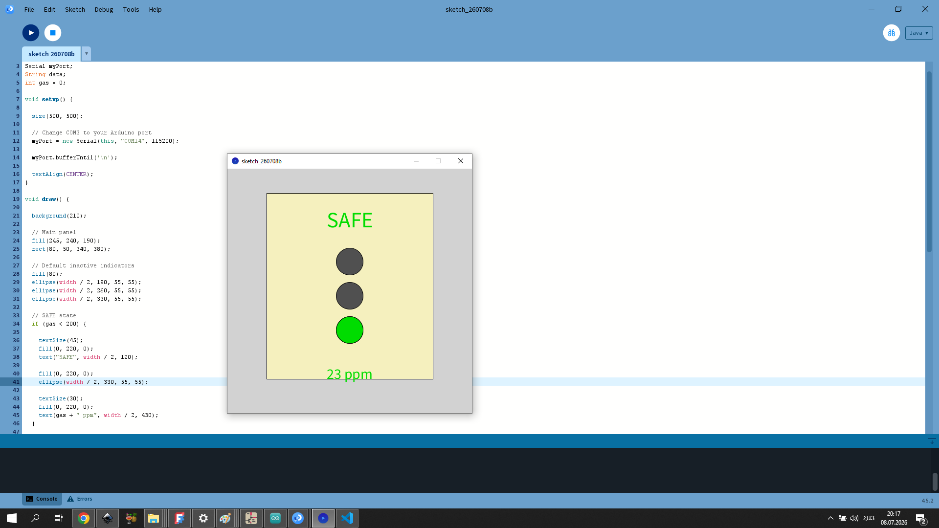 Processing UI running — SAFE state