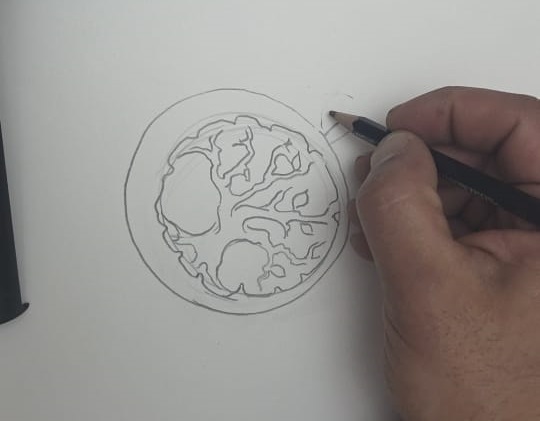 Sketch of medallion design - Tree of Life and Noah's dove