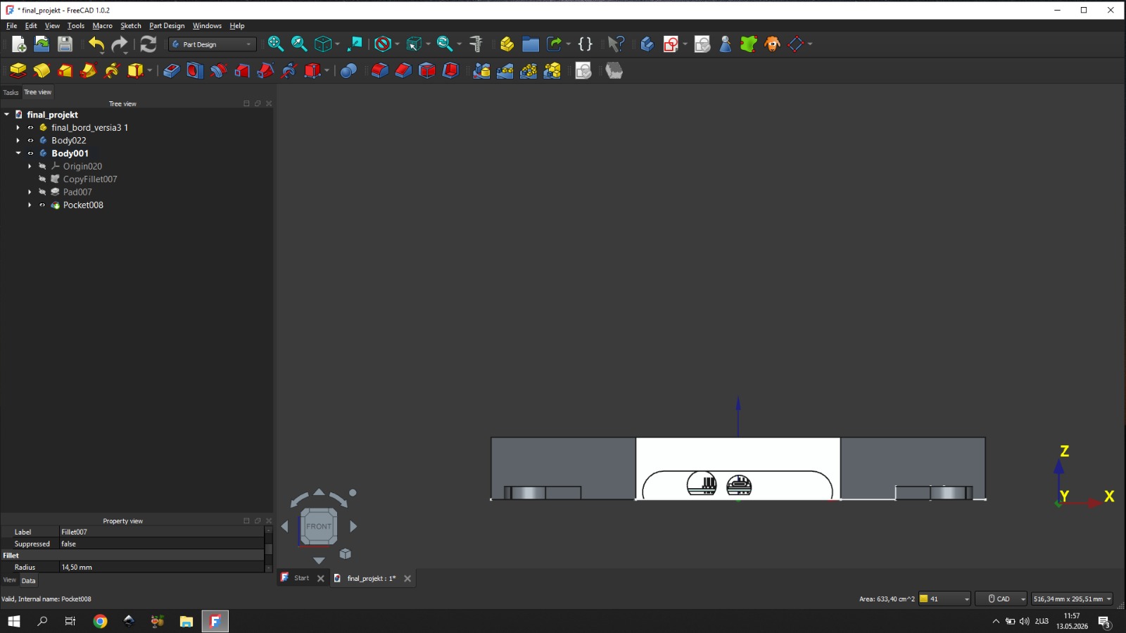 3D Model — PCB mounting area
