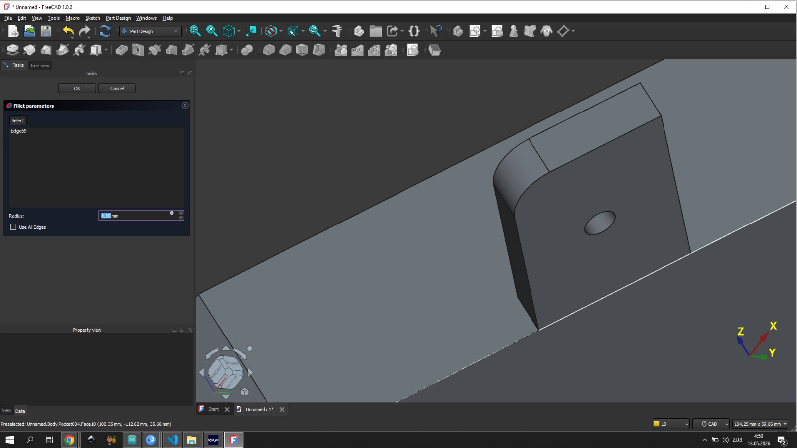 3D Model — side view