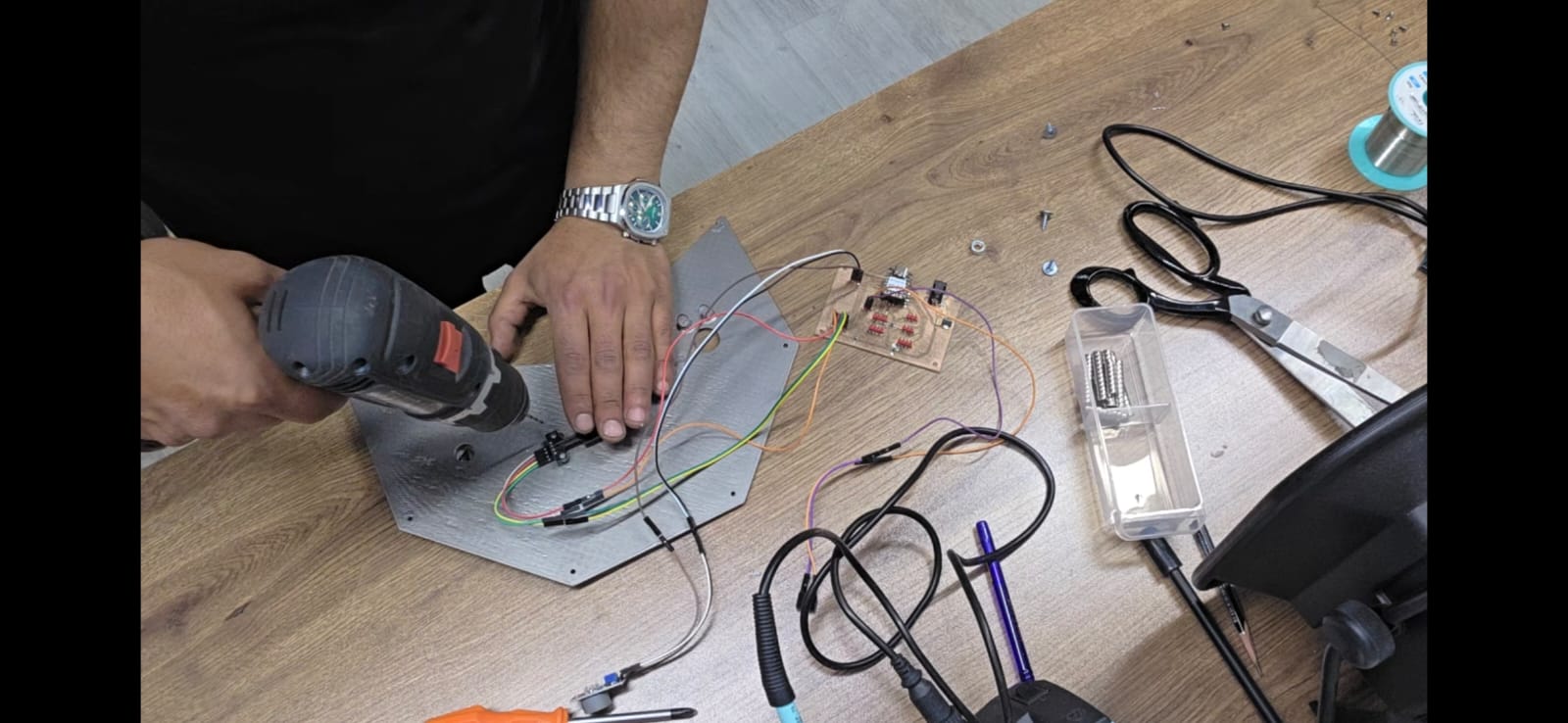Wiring the sensor and output headers to the enclosure lid