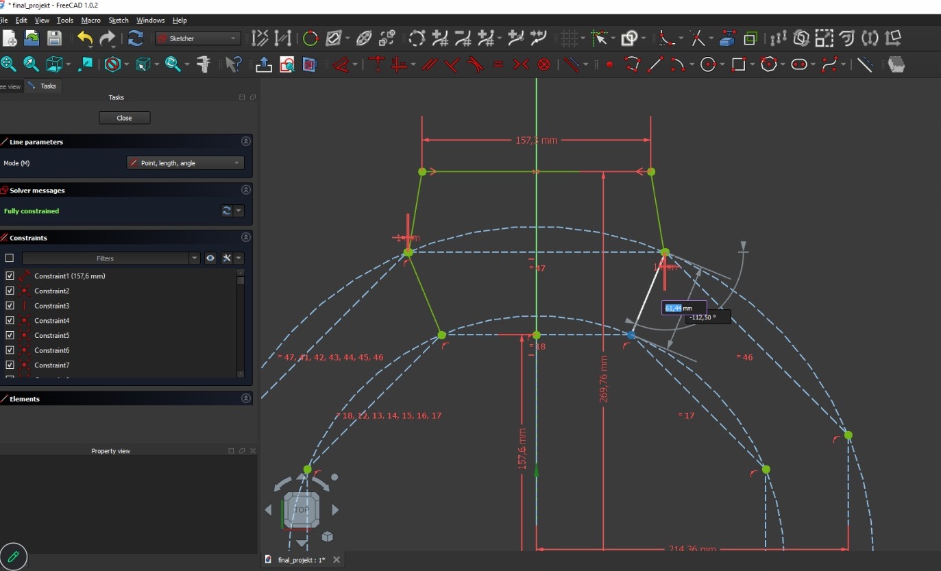 FreeCAD — reduced section detail