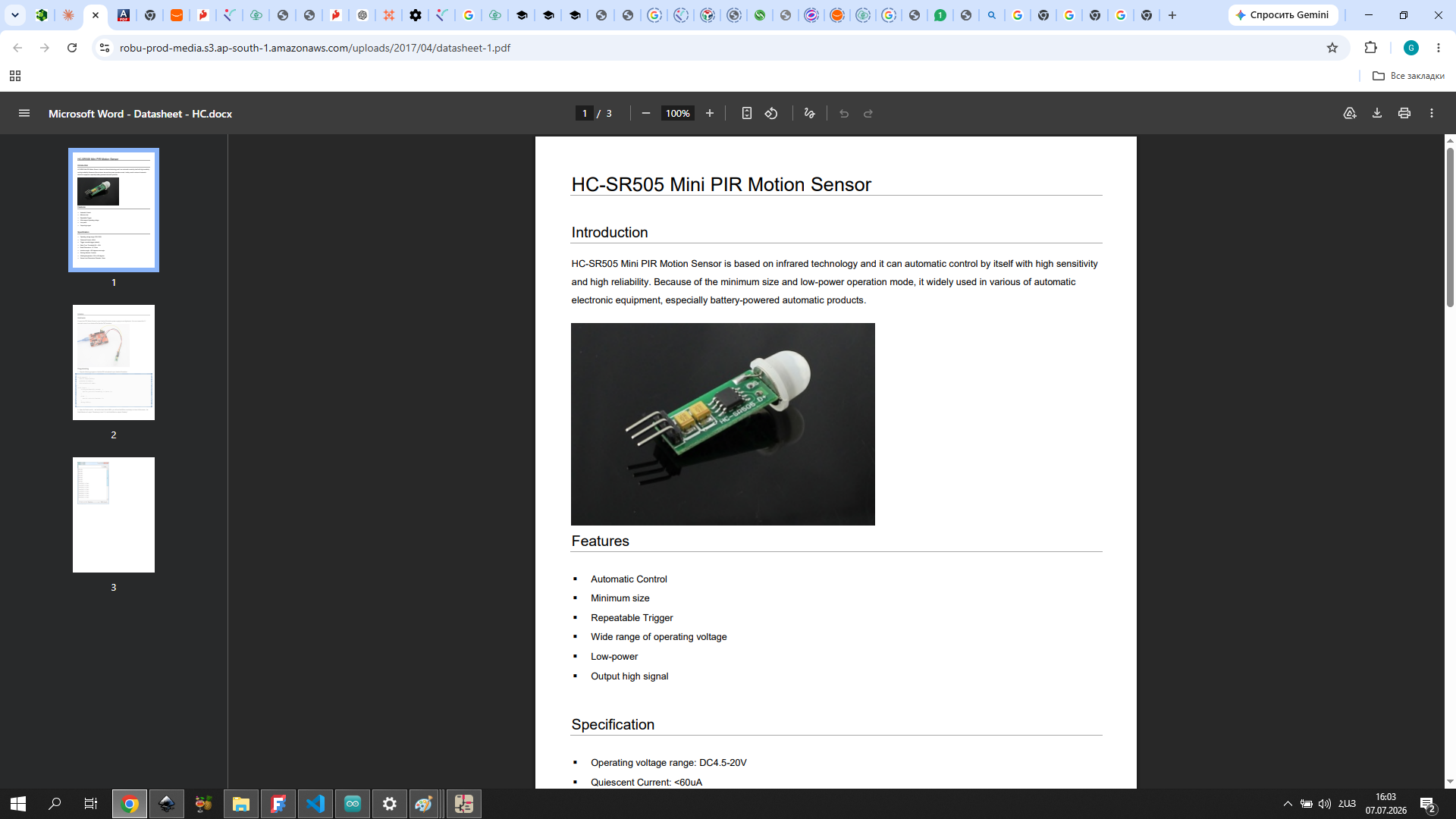 HC-SR505 datasheet