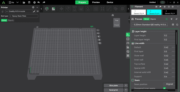 Creality Print main interface