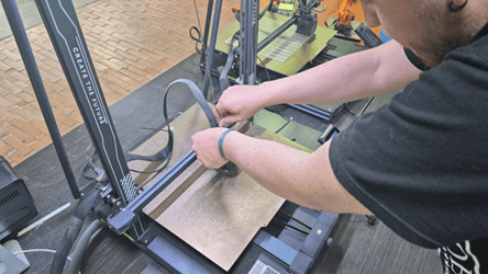 PLA filament inserted into the extruder