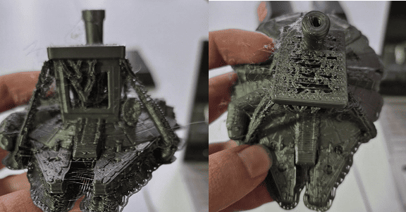 Millennium Falcon model with supports