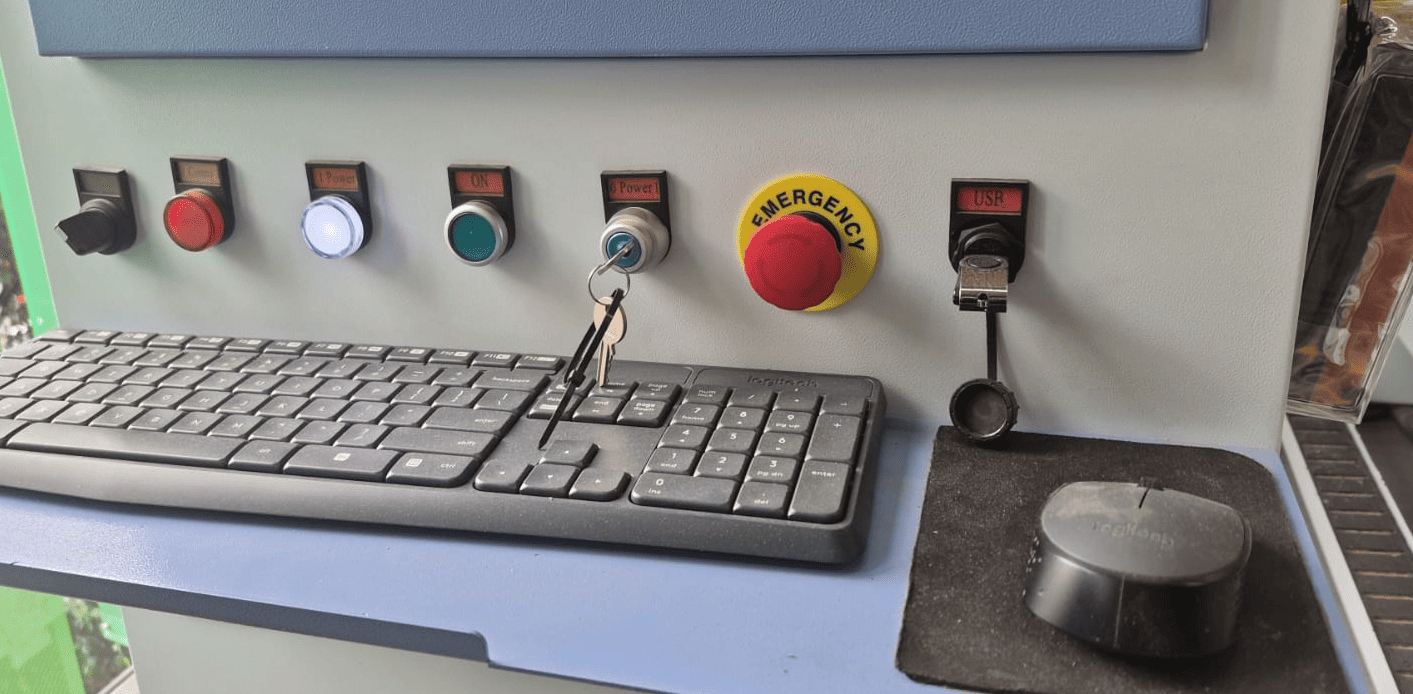 Control panel and emergency stop