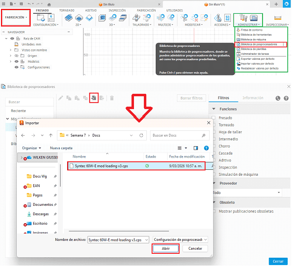 Post processor library import