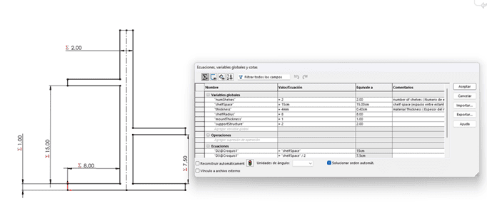 Equations linked to sketch dimensions