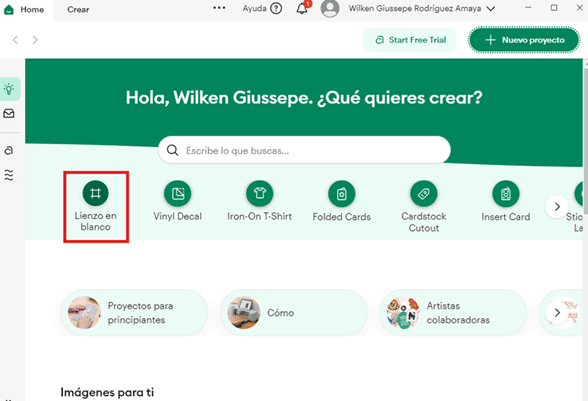 Creating new canvas in Cricut Design Space