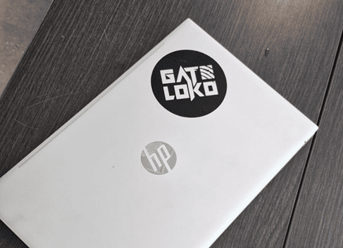 Final vinyl sticker applied to laptop