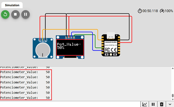 Breadboard implementation with OLED and potentiometer