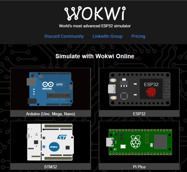 Wokwi main interface