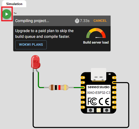 Simulation running in Wokwi