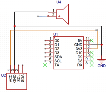 Power connections and unused pins marked