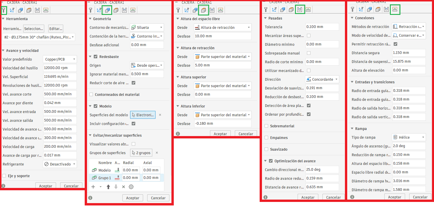 Pocket operation settings