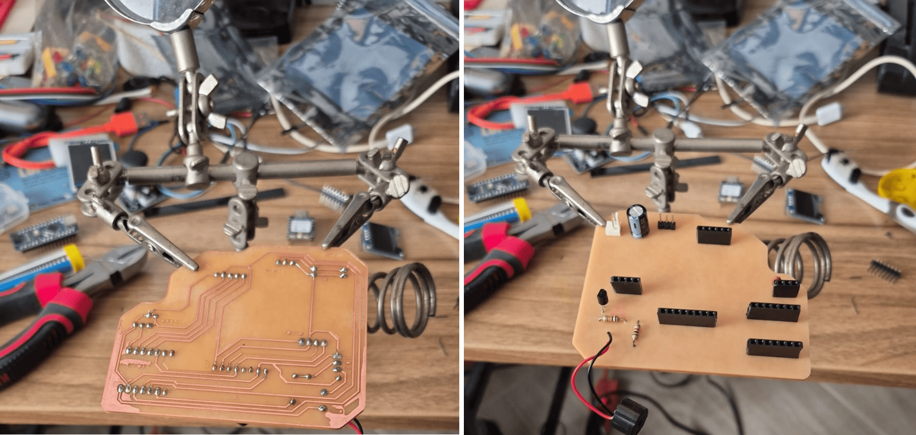 Soldered PCB components