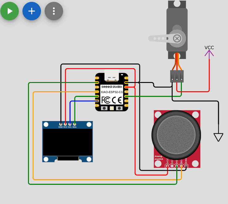 Servo motor connection diagram in Wokwi