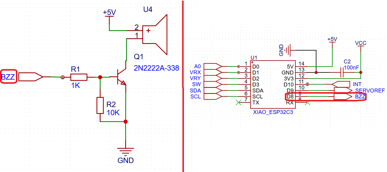 Buzzer circuit with transistor