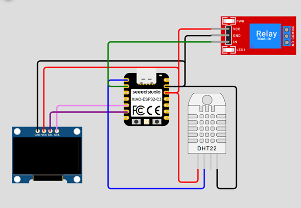 ESP32-C3 embedded monitoring system connections