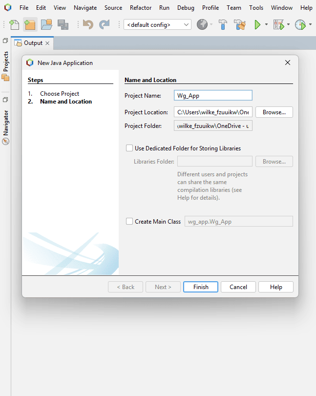 Java project creation in NetBeans