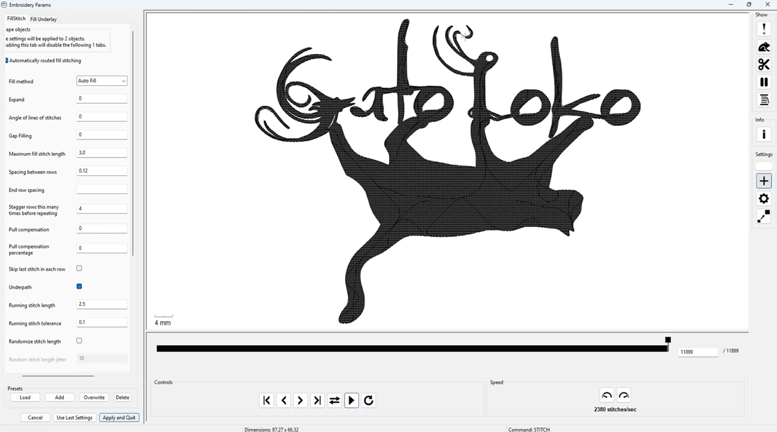 InkStitch parameter configuration collage