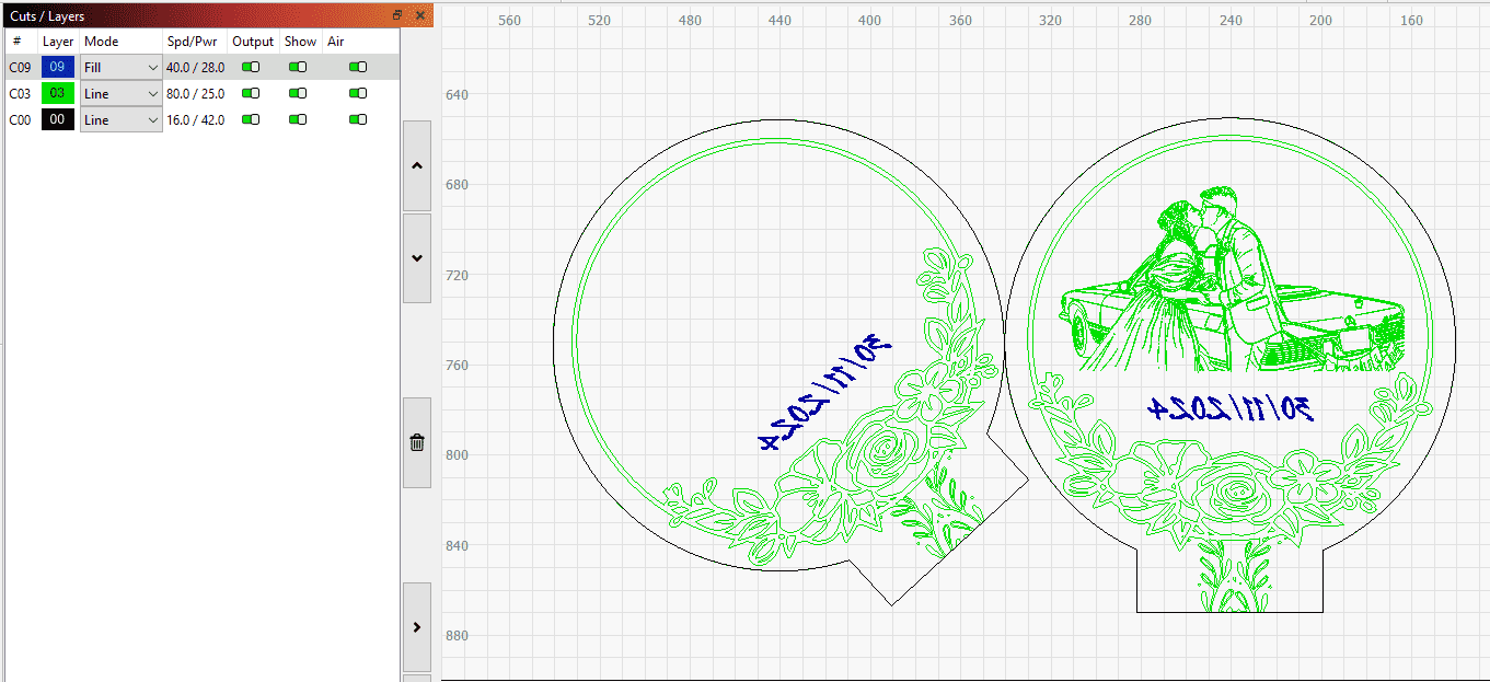 LightBurn acrylic vector design