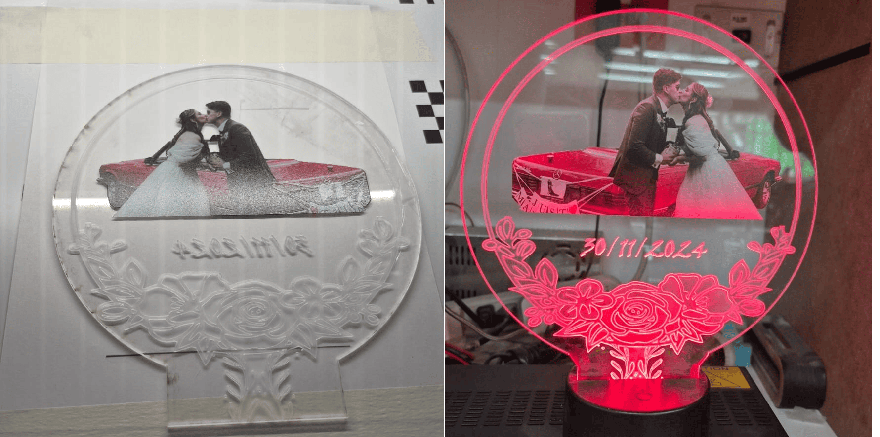 Final UV printed acrylic lamp result
