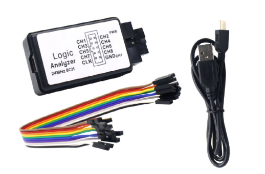 8-channel USB logic analyzer with Mini USB cable and jumper wires
