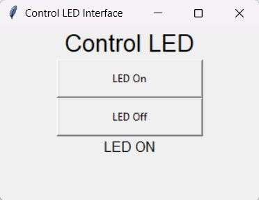 Guizero interface showing LED ON state
