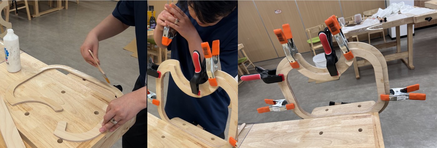 Wood glue and clamps for fixing the frame