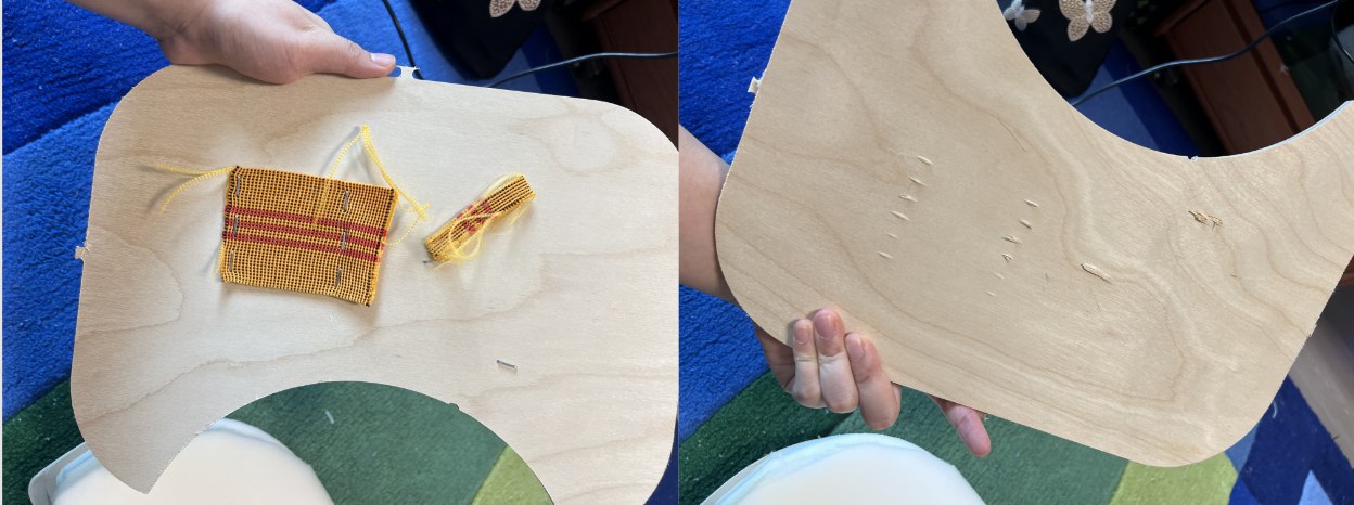 Staple gun test for elastic webbing