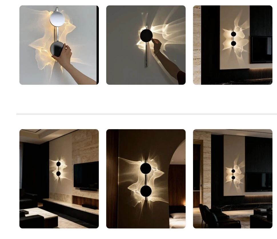 Designer wall lamp with halo glow effect