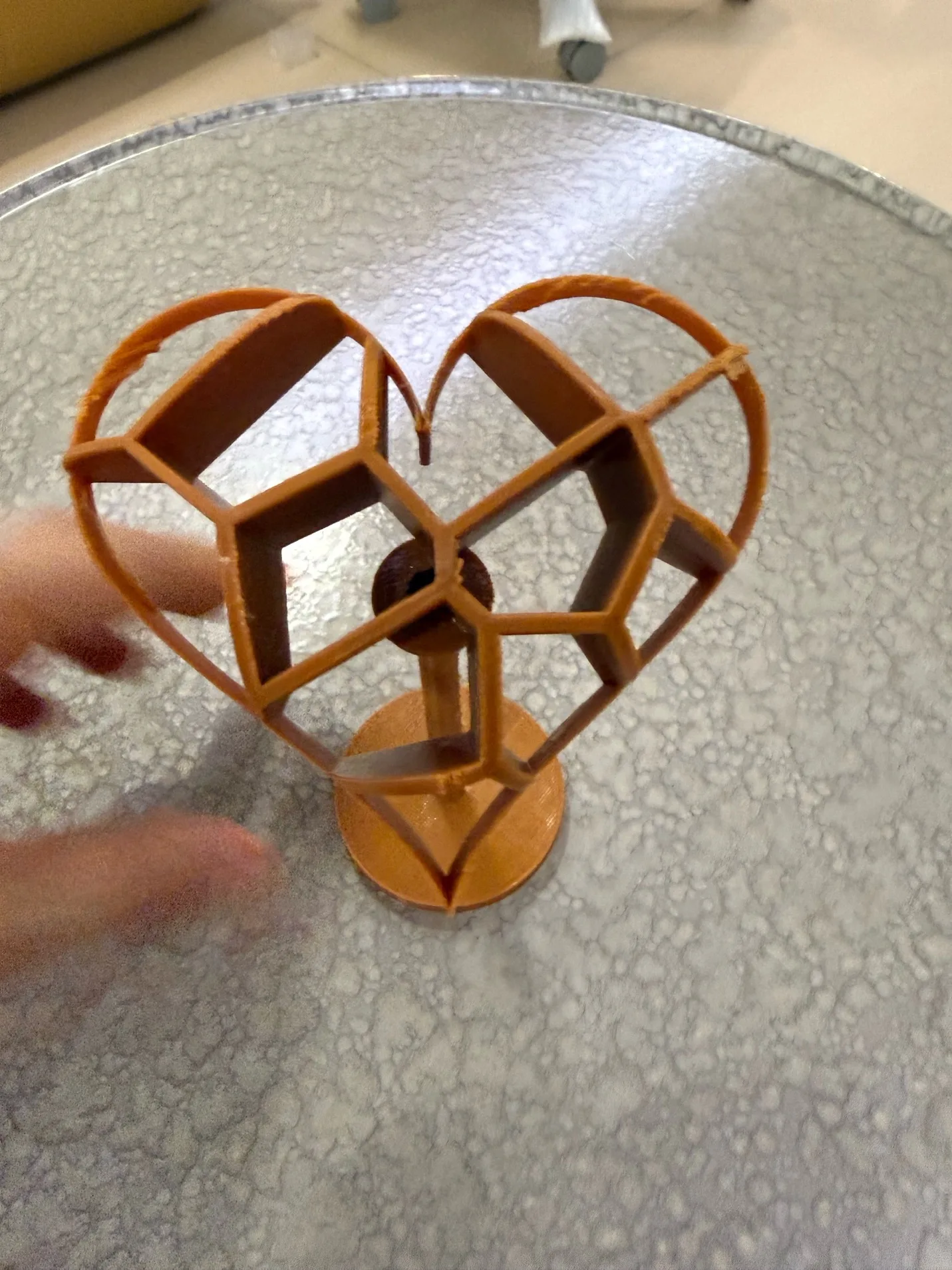 First 3D printed heart model after removing it from the printer
