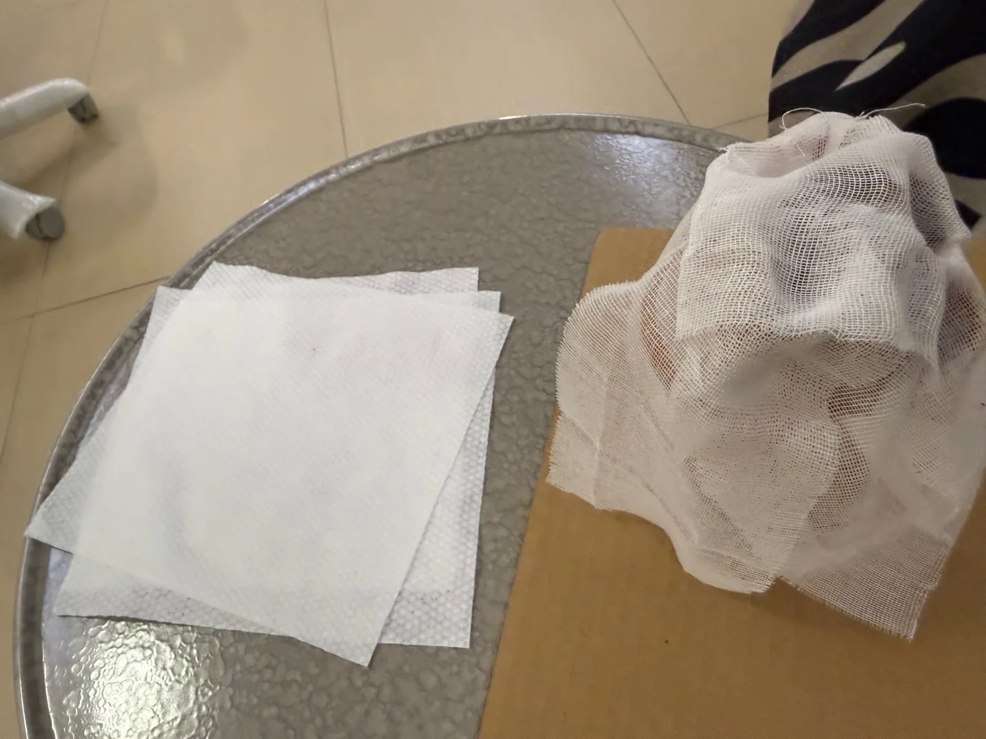 Ironing the patch material to make it flatter before forming