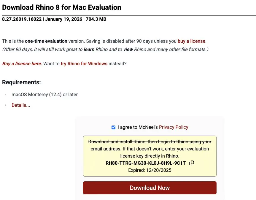 Rhino license expired message