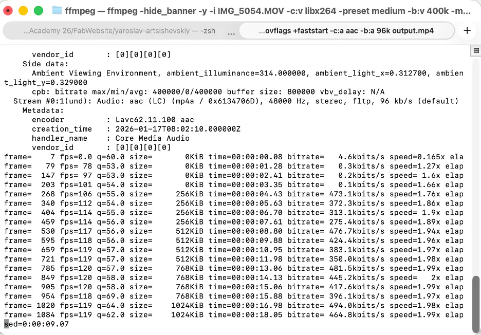 First FFmpeg compression result