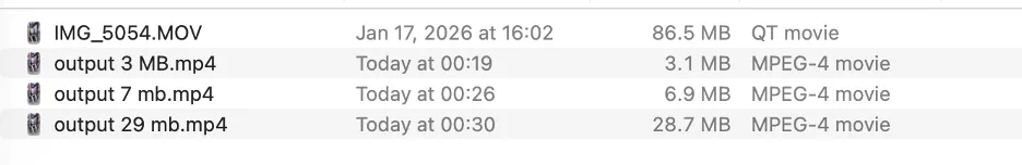 Fize size comparation