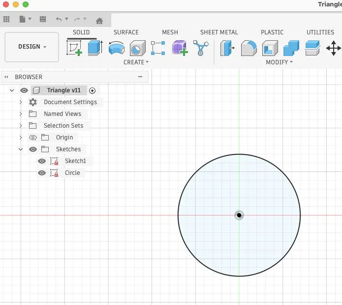 Starting sketch from origin circle