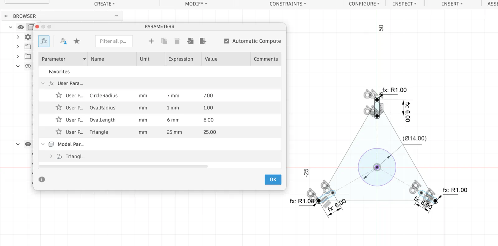 Ellipses copied and rotated with constraints